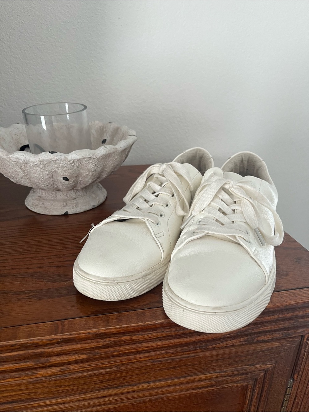 Joie White Women’s Leather Sneakers - Picture 2 of 3